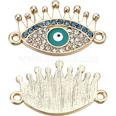 Real 18K Gold Plated Dark Turquoise Eye Alloy Rhinestone+Enamel Links