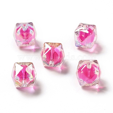 Deep Pink Polygon Acrylic Beads