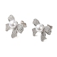 Bowknot Brass Micro Pave Clear Cubic Zirconia Stud Earrings(EJEW-A040-08P)-1