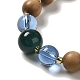 Synthetic Shoushan Stone & Sandalwood Beaded Stretch Bracelets with Glass Lotus Pod Charms(BJEW-B080-06)-3