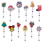 12Pcs Christmas Acrylic Badge Reels, Mixed Shapes, with ABS Plastic Retractable Badge Holder, Mixed Color, 129mm(HJEW-FH00219)