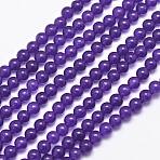 Natural Malaysia Jade Bead Strands, Dyed, Round, Indigo, 4mm, Hole: 0.8mm, about 92pcs/strand, 15 inch(X-G-A146-4mm-A01)