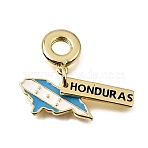 Brass Enamel European Dangle Charm, Large Hole Charm, Map, Rack Plating, Long-Lasting Plated, Cadmium Free & Lead Free, Golden, 32.5mm, Hole: 4.5mm(KK-CBAA632-24G)