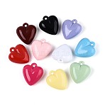 Opaque Acrylic Pendants, Heart Charms, Mixed Color, 35x31.5x16mm, Hole: 3mm(SACR-T035-21M)