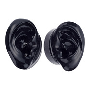 2Pcs 2 Style Soft Silicone Ear Displays Mould, Earrings Ear Stud Display Teaching Tools for Piercing Suture Acupuncture Practice, Black, 5.45~5.6x3.8~3.85x2.9~3.1cm, 1pc/style(ODIS-AR0001-04B)