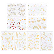 Gorgecraft 8 Sheets 8 Style Hot Stamping Freckles Body Art Face Tattoo Sticker, Star & Vortex & Moon Pattern , Mixed Patterns, 15.1x10.6x0.02cm, 1 sheet/style(MRMJ-GF0001-30)