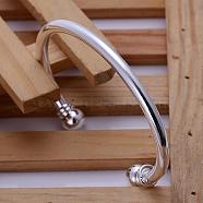Trendy Brass Cuff Bangles For Men, Silver Color Plated, 70mm(BJEW-BB12235)