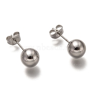 304 Stainless Steel Ball Stud Earrings, Round, 20x8mm, Pin: 0.7mm(STAS-H136-07C-P)
