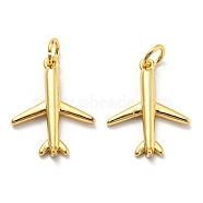 Brass Pendants, with Jump Ring, Long-Lasting Plated, Lead Free & Cadmium Free, Plane Charm, Real 18K Gold Plated, 19x15x3mm, Hole: 3mm(X-KK-Z027-02G)