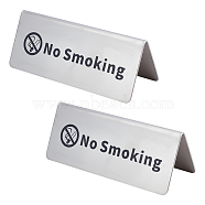 Stainless Steel Hotel Resturant Table Reservation Signage Board Desk Sign Plate, Stainless Steel Color, 120x50x45mm, 2pcs(STAS-GA0001-11)