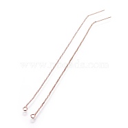 Brass Stud Earring Findings, with Loop, Rolo Chains, Ear Thread, Rose Gold, 105x1mm, Hole: 1.8mm, Pin: 0.8mm(KK-I645-02RG)