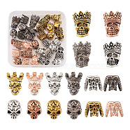 32Pcs 16 Styles Tibetan Style Alloy Beads, Skull, Mixed Color, 2pcs/style(FIND-FW0001-13)