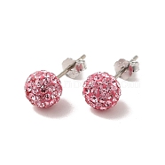 Sexy Valentines Day Gifts for Her 925 Sterling Silver Austrian Crystal Rhinestone Ball Stud Earrings, 223_Light Rose, 15x6mm, Pin: 0.8mm(Q286J111)