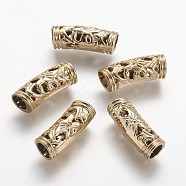 Tibetan Style Alloy Tube Beads, Light Gold, 19x6mm, Hole: 4mm(PALLOY-F133-17KCG)