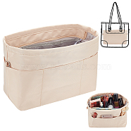 Purse Organizer Insert, Nylon Storage Bag, with Iron Zipper, Antique White, 38x20x1.5cm(FIND-WH0418-55C-02)