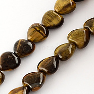 Natural Tiger Eye Bead Strands, Heart, Coffee, 10x10x5mm, Hole: 1mm, about 40pcs/strand, 15.3 inch(G-R190-16)