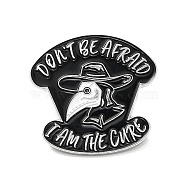 Plague Doctor Enamel Pin, Platinum Alloy Word Don't Be Afraid I Am The Cure Brooch for Clothes Backpack, Bird Pattern, 30x30.5x1.5mm(JEWB-I022-11D-P)