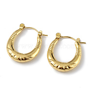 Ion Plating(IP) 304 Stainless Steel Oval Hoop Earrings for Women, Golden, 21.5x17.5x3.5mm, Pin: 0.5mm(EJEW-I284-09G)