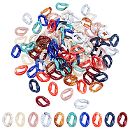 Elite 300g 10 Colors Acrylic Linking Rings, Quick Link Connectors, For Curb Chains Making, Imitation Gemstone Style, Twist, Mixed Color, 37.5x27x5.5mm, Inner Diameter: 25.5x9mm, about: 9pcs/30g, 30g/color(OACR-PH0001-55)