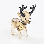 Home Decorations, Handmade Lampwork Display Decorations, Christmas Reindeer/Stag, Goldenrod, 20~26x15~20x20~30mm(X-LAMP-J084-08)