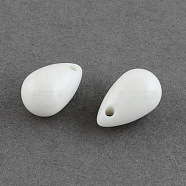 Teardrop Acrylic Charms Charms, White, 13x8mm, Hole: 2mm, about 1050pcs/500g(SACR-S045-66)