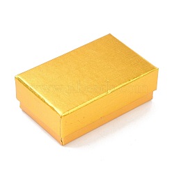 Cardboard Paper Jewelry Set Boxes, with Black Sponge, for Necklaces and Earring, Rectangle, Gold, 8.3x5.3x3cm(CON-P012-02A)