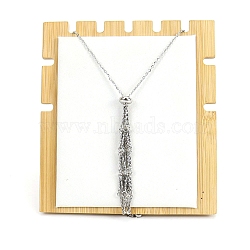 Stainless Steel Macrame Pouch Braided Gemstone Holder Pendant Necklace Making, Stainless Steel Color, 19.69 inch(50cm)(PW-WG22781-03)