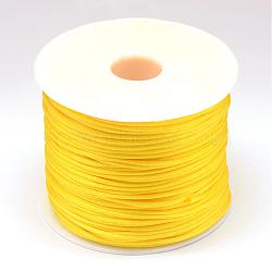 Nylon Thread, Rattail Satin Cord, Gold, 1.5mm, about 100yards/roll(300 feet/roll)(NWIR-R025-1.5mm-543)