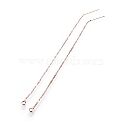 Brass Stud Earring Findings, with Loop, Rolo Chains, Ear Thread, Rose Gold, 105x1mm, Hole: 1.8mm, Pin: 0.8mm(KK-I645-02RG)