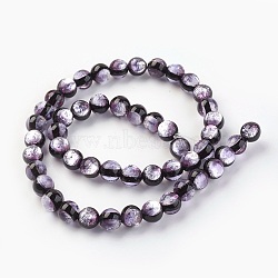 Handmade Silver Foil Glass Lampwork Beads, Round, Silver, 10mm, Hole: 1.2mm(LAMP-P051-M01-10mm)