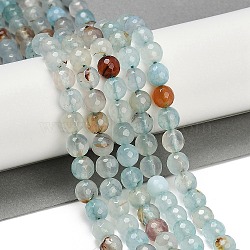 Natural Agate(Dyed & Heated) Beads Strands, Faceted, Round, Light Blue, 8mm, Hole: 1mm, about 48pcs/strand, 14.84''(37.7cm)(G-G079-A08-03)