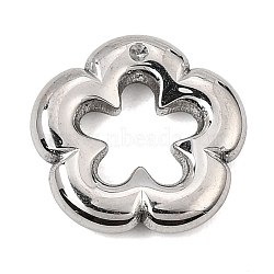 304 Stainless Steel Pendant Rhinestone Settings, Flower Charms, Stainless Steel Color, Fit For 1.2mm Rhinestone, 15.5x16x3mm, Hole: 7x8.5mm(SA-CBA0563-26P)