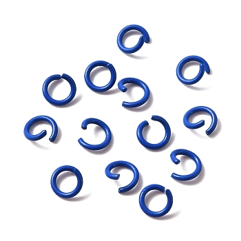 Zinc Alloy Open Jump Rings, Baking Painted, Ring, Blue, 6x1mm, 18 Gauge, Inner Diameter: 4mm, about 100pcs/bag