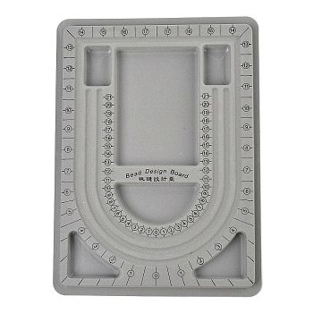 Flocking PE Bead Design Boards, Bracelet Design Board, with Graduated Measurements, DIY Beading Jewelry Making Tray, Rectangle, Dark Gray, 32.7x24x1.55cm