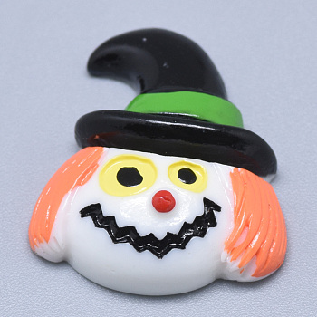 Resin Cabochons, Halloween Witch, Black, 26x23x8mm