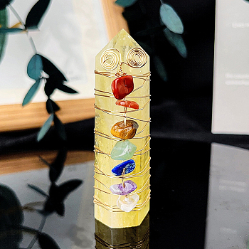 Chakra Natural Citrine Pointed Prism Bar Home Display Decorations, Reiki Energy Stone Faceted Bullet, 20x70mm