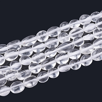 Natural Quartz Crystal Beads Strands, Rock Crystal Beads, Oval, 6~10x6~7x3~5mm, Hole: 1mm, about 55pcs/strand, 15.7 inch
