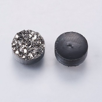 Imitation Druzy Gemstone Resin Cabochons, Flat Round, Gray, 8x3~4mm