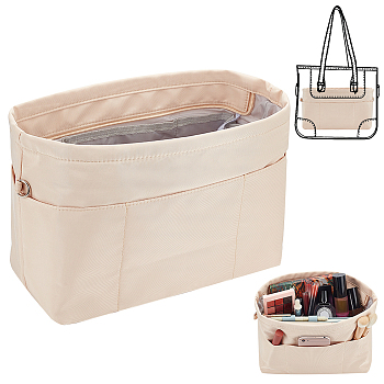 Purse Organizer Insert, Nylon Storage Bag, with Iron Zipper, Antique White, 38x20x1.5cm