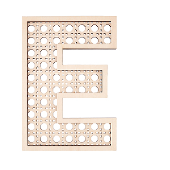 Hollow Wooden 3D Letter Wall Stickers, for Home Wall Interior Background Decoration, Letter.E, 300x185x10mm