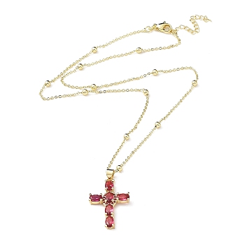 Fashionable Hip Hop Cross Pendant Necklace for Women with Micro Inlaid Gemstones and Zircon Crystals (NKB072), Golden, size 1