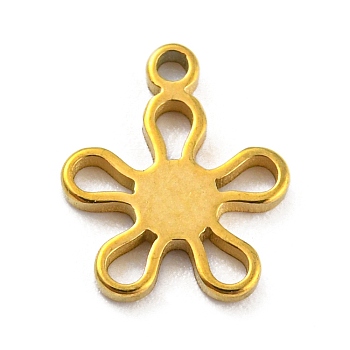 304 Stainless Steel Charms, Golden, Laser Cut, Flower, 9x7.5x1mm, Hole: 0.6mm
