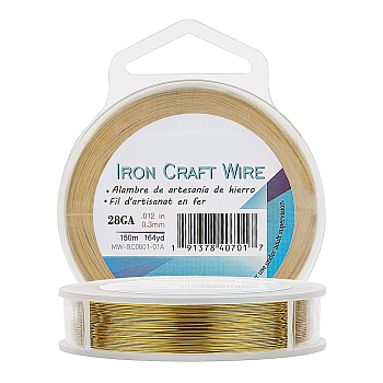 Round Iron Wire,Long-Lasting Plated, Golden, 0.4mm, about 328.08 Feet(100m)/roll