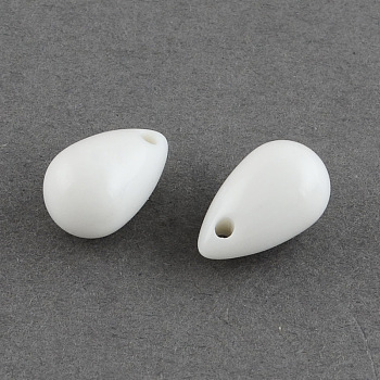 Teardrop Acrylic Charms Charms, White, 13x8mm, Hole: 2mm, about 1050pcs/500g