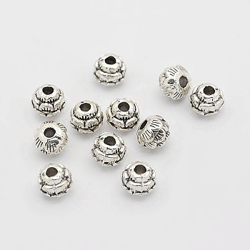 Tibetan Style Alloy Flower Spacer Beads, Antique Silver, 5x4.5mm, Hole: 1.7mm