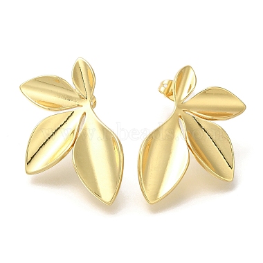 Leaf Brass Stud Earrings