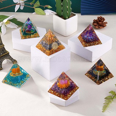 Natural Black Stone Crystal Pyramid Decorations(JX072A)-2