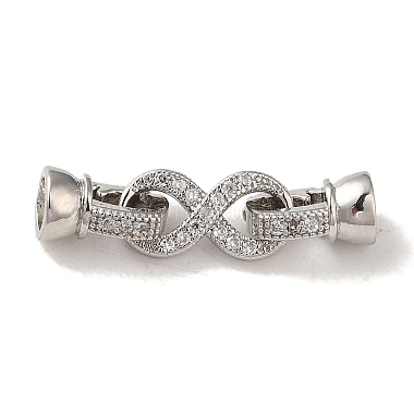 Platinum Clear Brass+Cubic Zirconia Fold Over Clasps