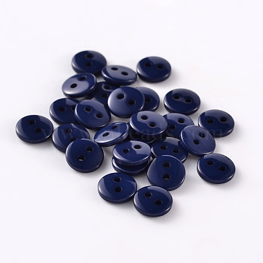 14L(9mm) PrussianBlue Flat Round Resin 2-Hole Button