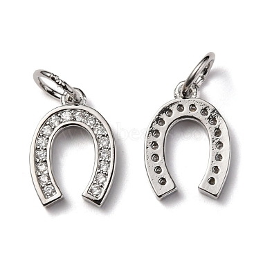 CZ Brass Micro Pave Cubic Zirconia Horse Shoe Charms(ZIRC-L018-13P)-2